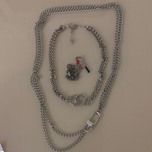 Silver Chain Necklace Set